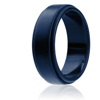 Silicone Wedding Ring - Step Edge Style - Blue by ROQ for Men - 11 mm Ring