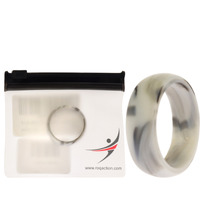 Silicone Wedding Ring - Marble White-Black by ROQ for Men - 14 mm Ring