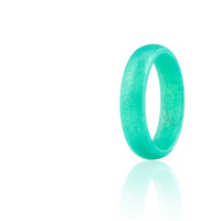 Silicone Wedding Ring - Dome Style - Metal Turquoise by ROQ for Women - 4 mm Ring