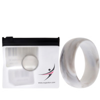 Silicone Wedding Ring - Marble White-Black by ROQ for Men - 12 mm Ring