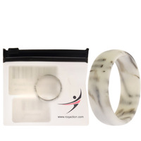 Silicone Wedding Ring - Marble White-Black by ROQ for Men - 15 mm Ring