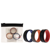 Silicone Wedding 2Layer Lines Ring Set - Grey-Black by ROQ for Men - 3 x 12 mm Ring