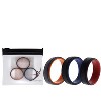 Silicone Wedding 2Layer Lines Ring Set - Grey-Black by ROQ for Men - 3 x 15 mm Ring