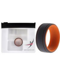 Silicone Wedding 2Layer Lines Ring - Orang-Grey by ROQ for Men - 7 mm Ring