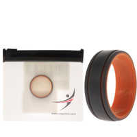 Silicone Wedding 2Layer Lines Ring - Orang-Grey by ROQ for Men - 12 mm Ring
