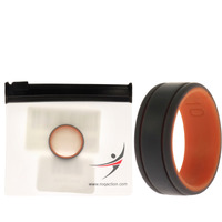 Silicone Wedding 2Layer Lines Ring - Orang-Grey by ROQ for Men - 10 mm Ring