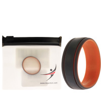 Silicone Wedding 2Layer Lines Ring - Orang-Grey by ROQ for Men - 16 mm Ring