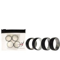 Silicone Wedding 2Layer Dome Ring Set - Black-Marble by ROQ for Men - 4 x 9 mm Ring