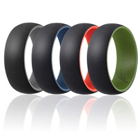 Silicone Wedding Ring - Duo Collection Dome Style Set by ROQ for Men - 4 x 16 mm Ring