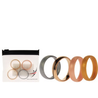 Silicone Wedding Twin 6mm Ring Set - Gold by ROQ for Women - 4 x 10 mm Ring