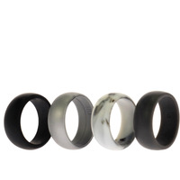 Silicone Wedding Ring Set - Marble by ROQ for Men - 4 x 8 mm Ring