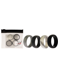 Silicone Wedding Ring Set - Marble by ROQ for Men - 4 x 10 mm Ring