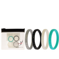 Silicone Wedding Stackble Lines Ring Set - Turquoise by ROQ for Women - 4 x 6 mm Ring