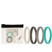 Silicone Wedding Stackble Lines Ring Set - Turquoise by ROQ for Women - 4 x 7 mm Ring