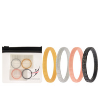 Silicone Wedding Stackble Lines Ring Set - Metal by ROQ for Women - 4 x 8 mm Ring