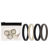 Silicone Wedding Stackble Lines Ring Set -Black-White by ROQ for Women - 4 x 7 mm Ring