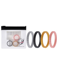 Silicone Wedding Stackble Lines Ring Set - Metal by ROQ for Women - 4 x 5 mm Ring