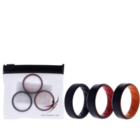 Silicone Wedding BR 8mm Edge Ring Set - MultiColor by ROQ for Men - 3 x 15 mm Ring