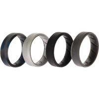 Silicone Wedding BR 8mm Edge Ring Set - Basic-Black-BlueC by ROQ for Men - 4 x 16 mm Ring