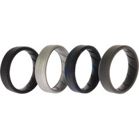 Silicone Wedding BR 8mm Edge Ring Set - Basic-Black-BlueC by ROQ for Men - 4 x 15 mm Ring