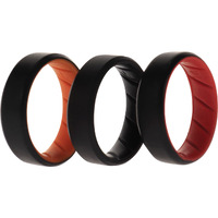 Silicone Wedding BR 8mm Edge Ring Set - MultiColor by ROQ for Men - 3 x 14 mm Ring