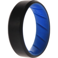 Silicone Wedding BR 8mm Edge Ring - Light-Blue-Black by ROQ for Men - 12 mm Ring