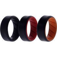 Silicone Wedding BR 8mm Edge Ring Set - MultiColor by ROQ for Men - 3 x 7 mm Ring