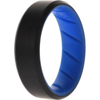 Silicone Wedding BR 8mm Edge Ring - Light-Blue-Black by ROQ for Men - 14 mm Ring