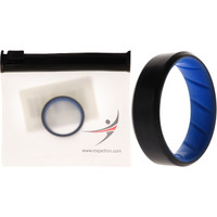 Silicone Wedding BR 8mm Edge Ring - Light-Blue-Black by ROQ for Men - 13 mm Ring