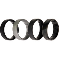 Silicone Wedding BR 8mm Edge Ring Set - Black-Camo by ROQ for Men - 4 x 14 mm Ring