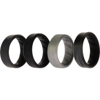 Silicone Wedding BR 8mm Edge Ring Set - Black-Camo by ROQ for Men - 4 x 10 mm Ring