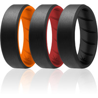 Silicone Wedding BR 8mm Edge Ring Set - MultiColor by ROQ for Men - 3 x 8 mm Ring