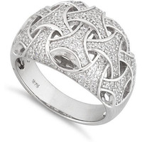 commitment Ring Woven Style cZs On Platinum Plating(D0102HEYH3W)