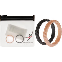 Silicone Wedding Stackble Braided Ring Set - Rose-Black by ROQ for Women - 2 x 7 mm Ring