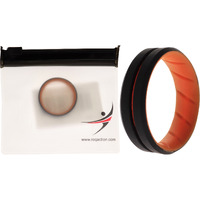 Silicone Wedding BR Middle Line Ring - Orange-Black by ROQ for Men - 16 mm Ring