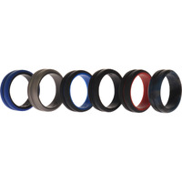 Silicone Wedding 2Layer Middle Line Ring Set - Black-Camo by ROQ for Men - 6 x 10 mm Ring