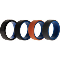 Silicone Wedding Twin Beveled 8mm Ring Set - Black by ROQ for Men - 4 x 8 mm Ring