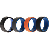 Silicone Wedding Twin Beveled 8mm Ring Set - Black by ROQ for Men - 4 x 7 mm Ring