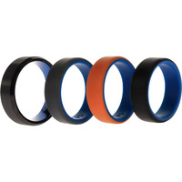Silicone Wedding Twin Beveled 8mm Ring Set - Black by ROQ for Men - 4 x 14 mm Ring