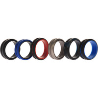 Silicone Wedding 2Layer Middle Line Ring Set - Black-Camo by ROQ for Men - 6 x 9 mm Ring