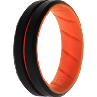 Silicone Wedding BR Middle Line Ring - Orange-Black by ROQ for Men - 15 mm Ring