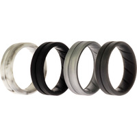 Silicone Wedding BR Middle Line Ring Set - Basic-Marble by ROQ for Men - 4 x 11 mm Ring