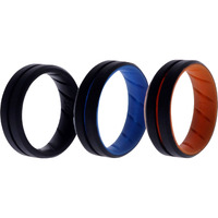 Silicone Wedding BR Middle Line Ring Set - MultiColor by ROQ for Men - 3 x 14 mm Ring