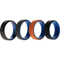 Silicone Wedding Twin Beveled 8mm Ring Set - Black by ROQ for Men - 4 x 13 mm Ring