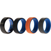 Silicone Wedding Twin Beveled 8mm Ring Set - Black by ROQ for Men - 4 x 9 mm Ring