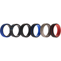Silicone Wedding 2Layer Middle Line Ring Set - Black-Camo by ROQ for Men - 6 x 12 mm Ring