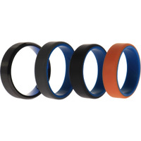 Silicone Wedding Twin Beveled 8mm Ring Set - Black by ROQ for Men - 4 x 16 mm Ring
