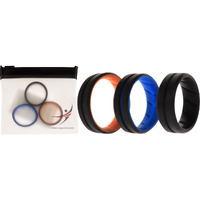 Silicone Wedding BR Middle Line Ring Set - MultiColor by ROQ for Men - 3 x 12 mm Ring