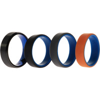Silicone Wedding Twin Beveled 8mm Ring Set - Black by ROQ for Men - 4 x 15 mm Ring