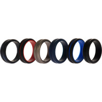 Silicone Wedding 2Layer Middle Line Ring Set - Black-Camo by ROQ for Men - 6 x 13 mm Ring